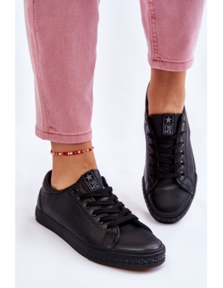 Women's Classic Leather Sneakers Black Misima