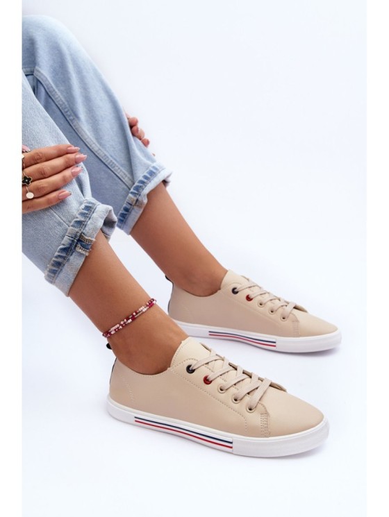 Women's Leather Sport Shoes Beige Mossaia 2