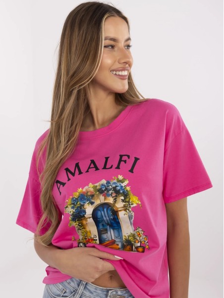 T-shirt-MI-TS-M3221G.75-ciemny różowy