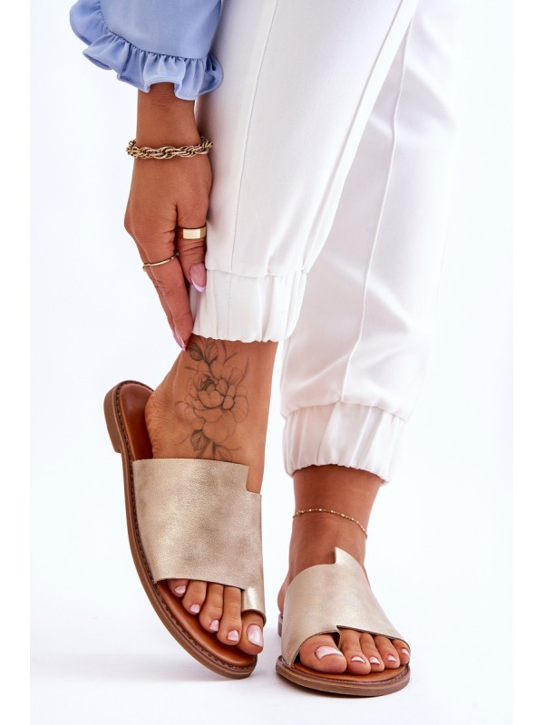 Women's Leather Flip Flops Light Gold Amite