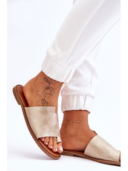 Women's Leather Flip Flops Light Gold Amite
