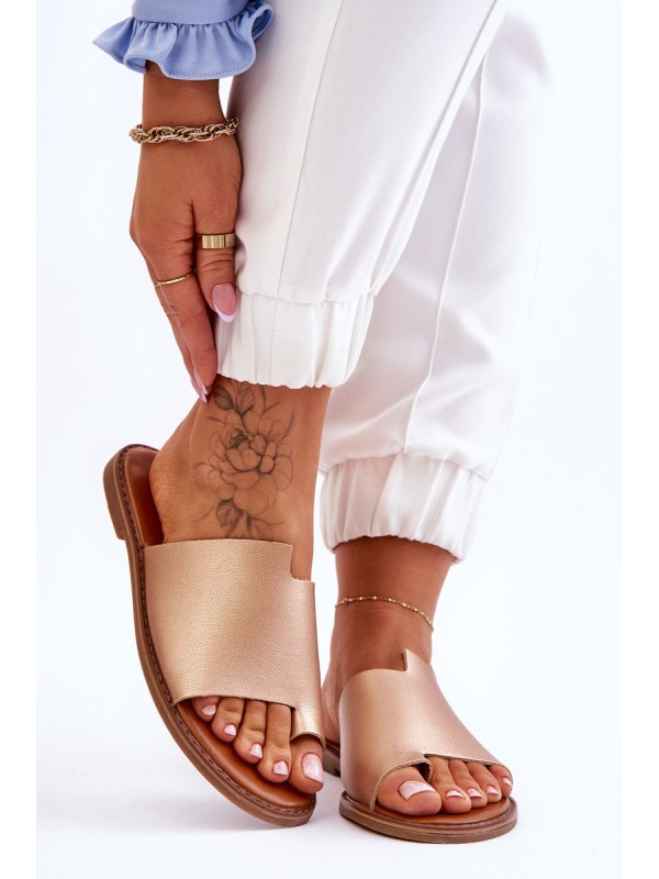 Women's Leather Flip Flops Gold Amite