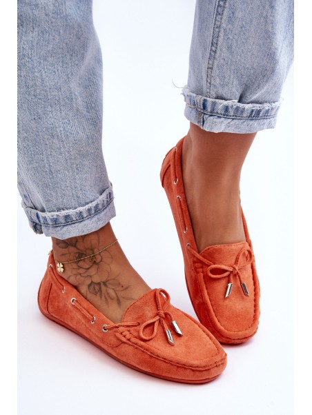 Women's Suede Moccasins Orange Si Passione