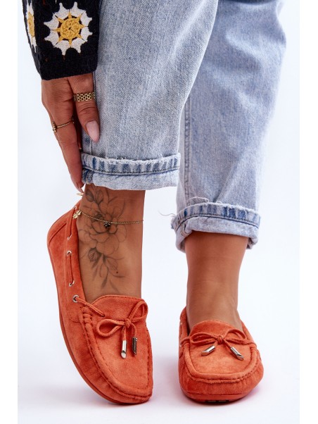 Women's Suede Moccasins Orange Si Passione