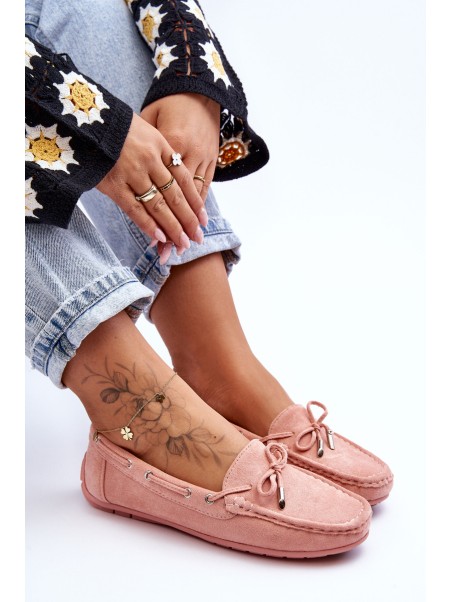 Women's Suede Moccasins Light Pink Si Passione