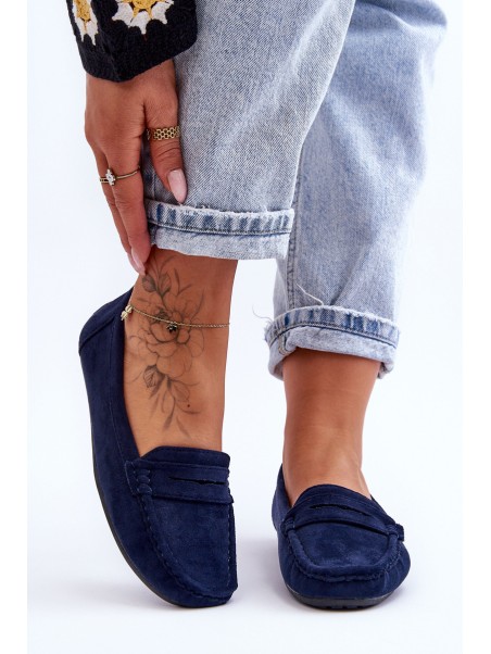 Women's Suede Moccasins Navy Lenvie
