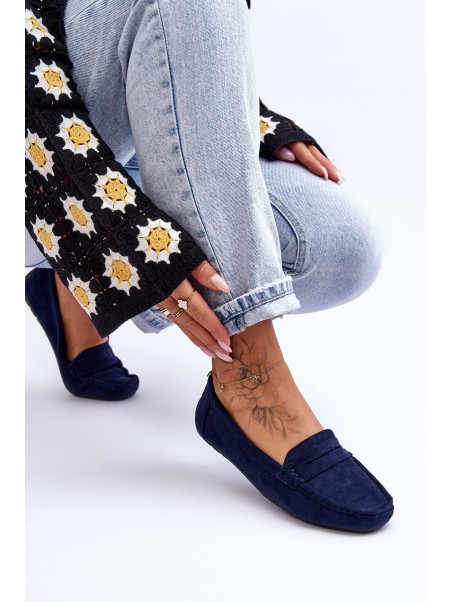 Women's Suede Moccasins Navy Lenvie