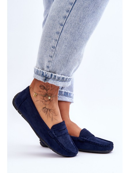 Women's Suede Moccasins Navy Lenvie