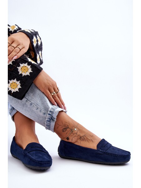 Women's Suede Moccasins Navy Lenvie