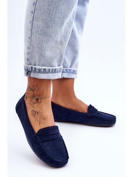 Women's Suede Moccasins Navy Lenvie