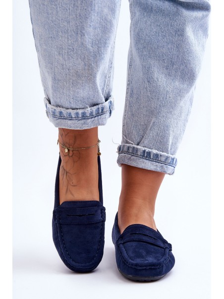 Women's Suede Moccasins Navy Lenvie