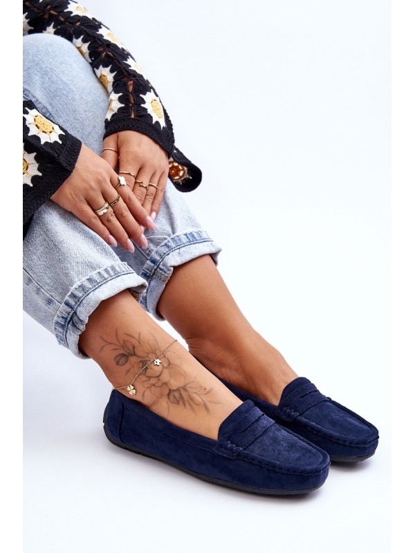 Women's Suede Moccasins Navy Lenvie
