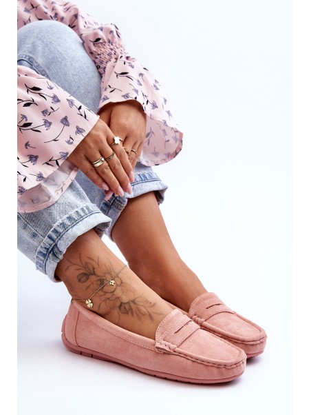 Women's Suede Moccasins Light Pink Lenvie