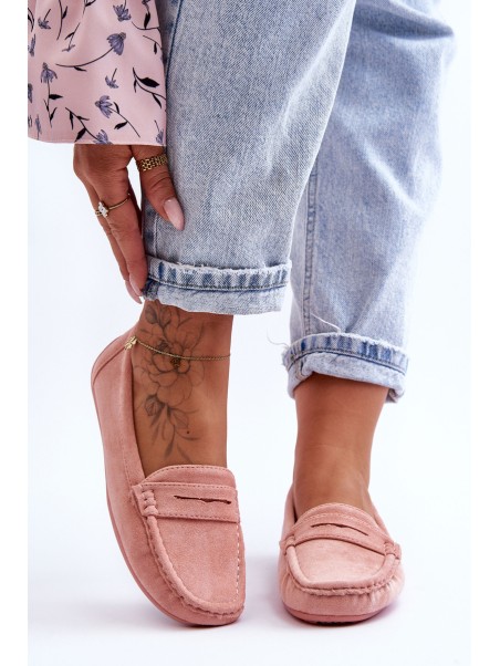 Women's Suede Moccasins Light Pink Lenvie