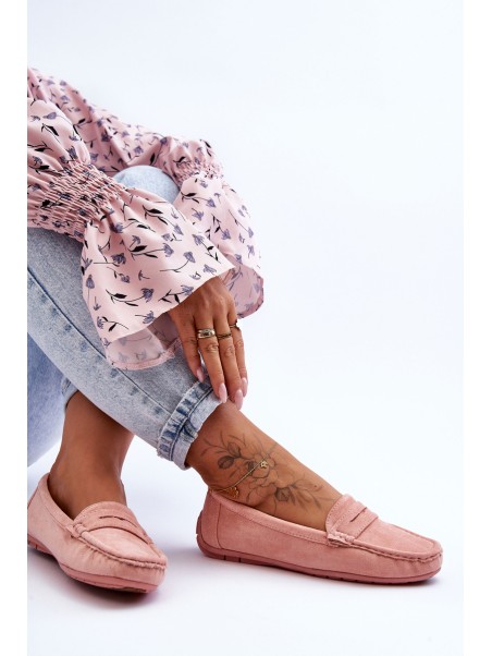 Women's Suede Moccasins Light Pink Lenvie