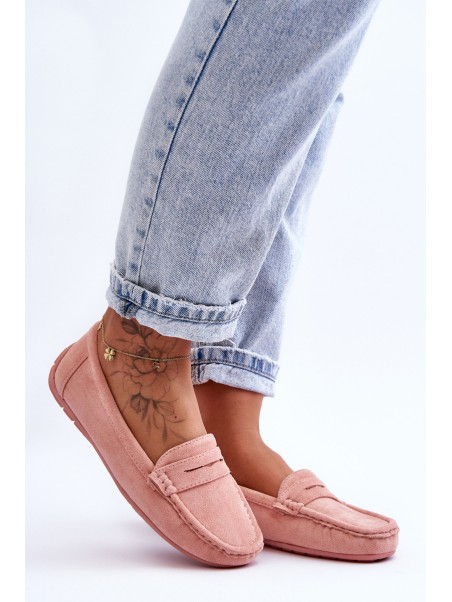 Women's Suede Moccasins Light Pink Lenvie