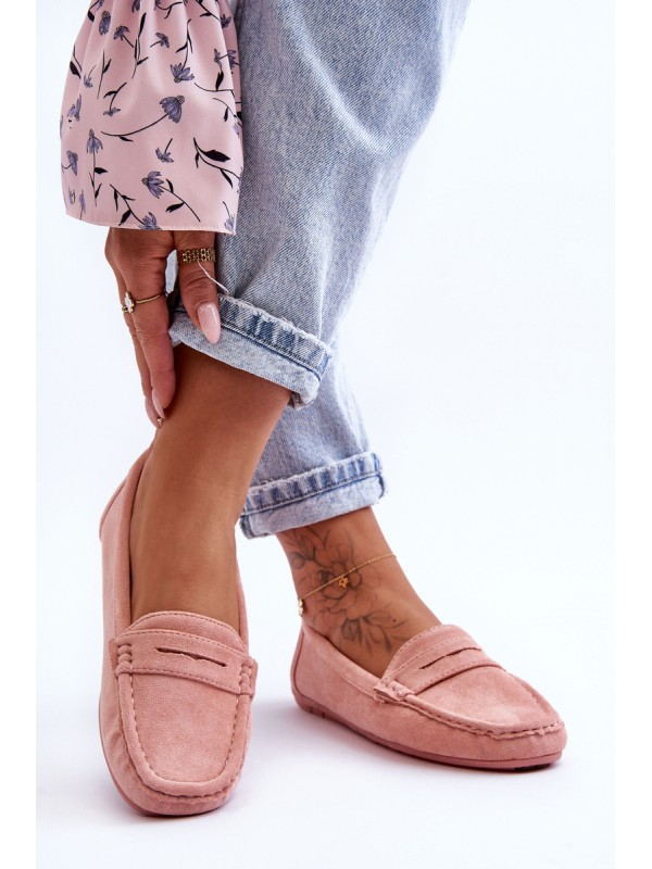 Women's Suede Moccasins Light Pink Lenvie