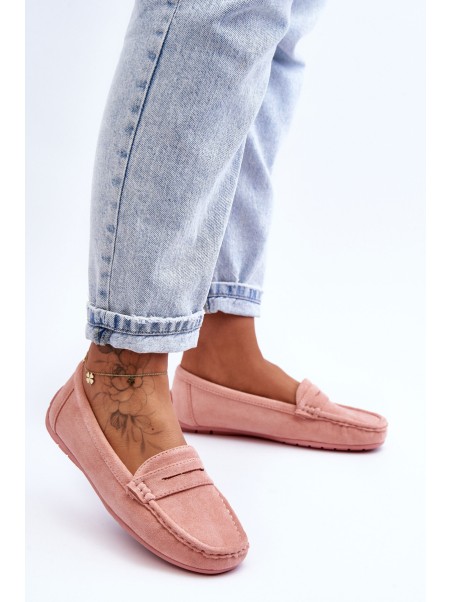 Women's Suede Moccasins Light Pink Lenvie