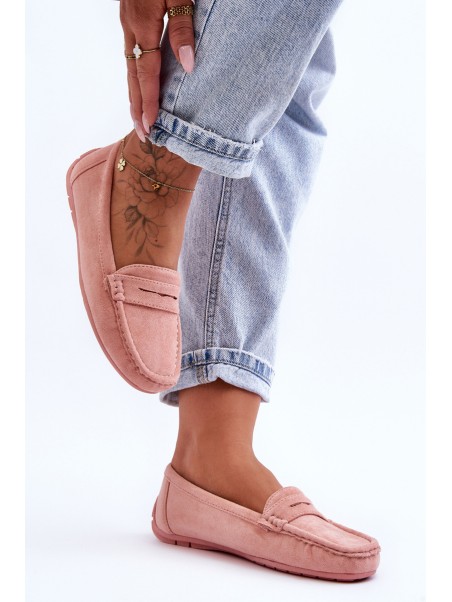Women's Suede Moccasins Light Pink Lenvie