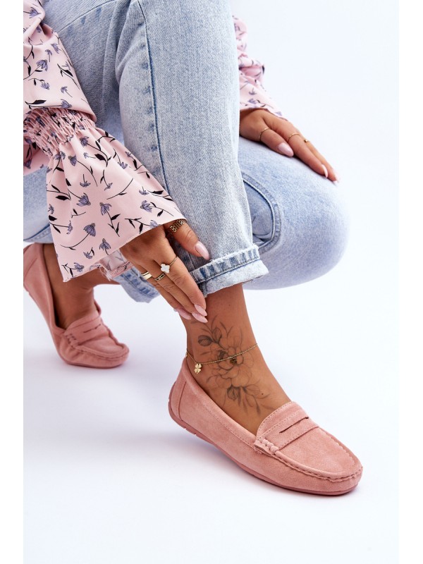 Women's Suede Moccasins Light Pink Lenvie