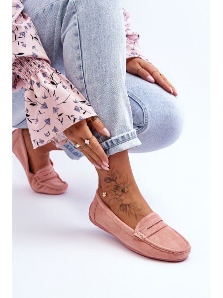 Women's Suede Moccasins Light Pink Lenvie