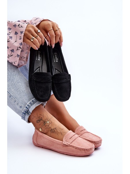 Women's Suede Moccasins Light Pink Lenvie