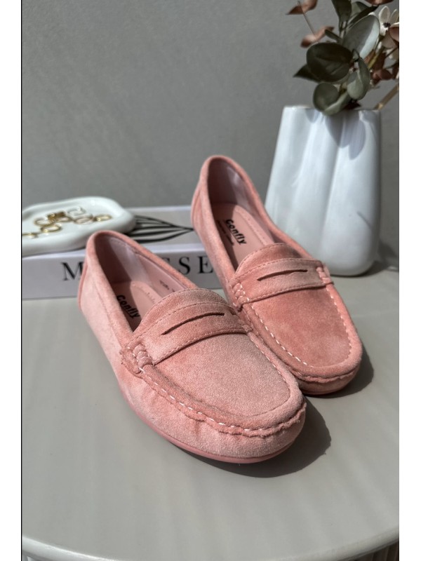 Women's Suede Moccasins Light Pink Lenvie