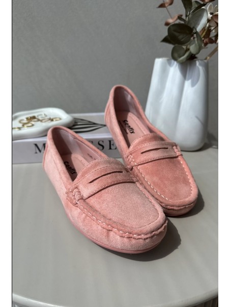 Women's Suede Moccasins Light Pink Lenvie