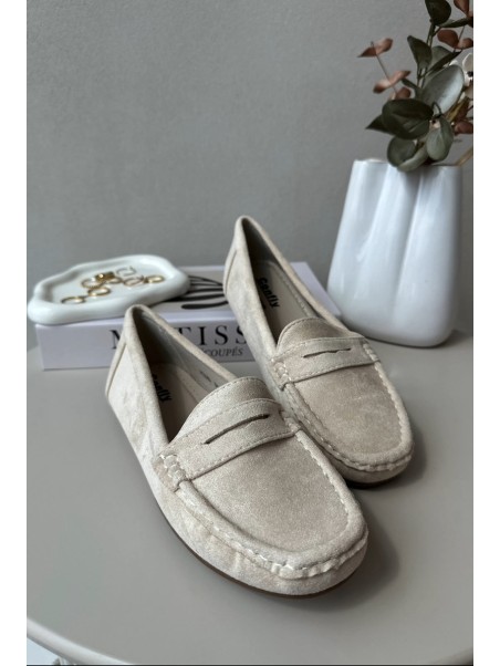 Women's Suede Moccasins Beige Lenvie