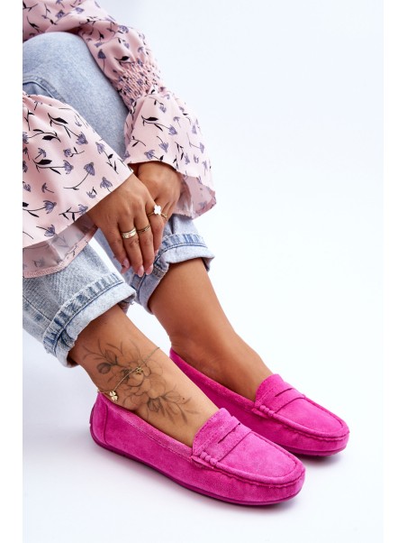 Women's Suede Moccasins Pink Lenvie