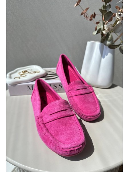 Women's Suede Moccasins Pink Lenvie
