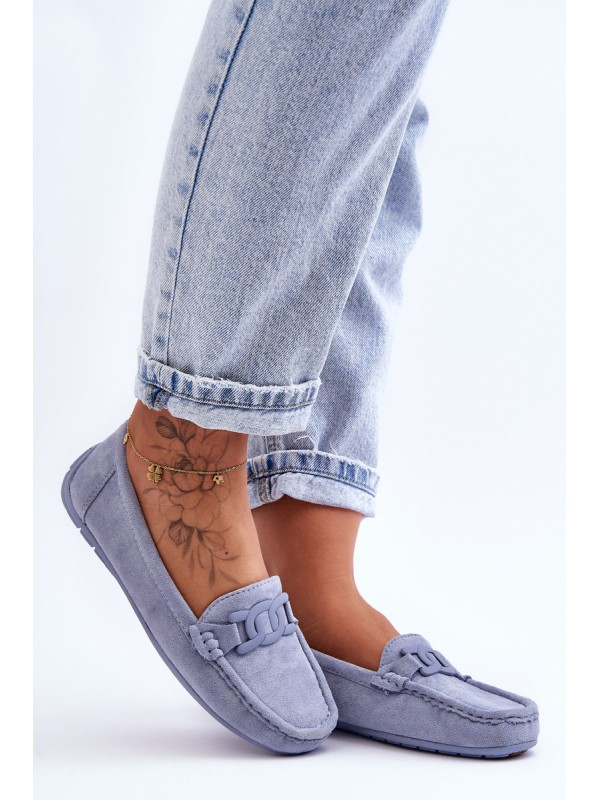 Women's Fashionable Suede Moccasins Blue Rabell