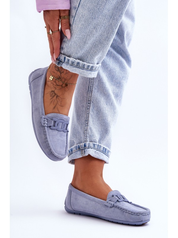 Women's Fashionable Suede Moccasins Blue Rabell 2