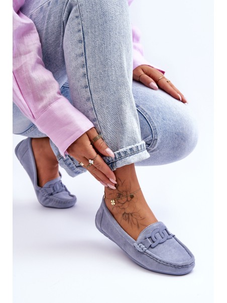 Women's Fashionable Suede Moccasins Blue Rabell