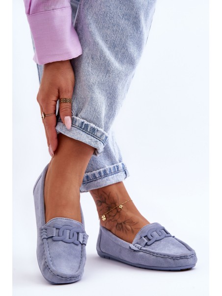Women's Fashionable Suede Moccasins Blue Rabell