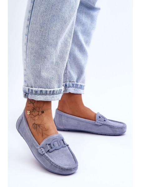 Women's Fashionable Suede Moccasins Blue Rabell
