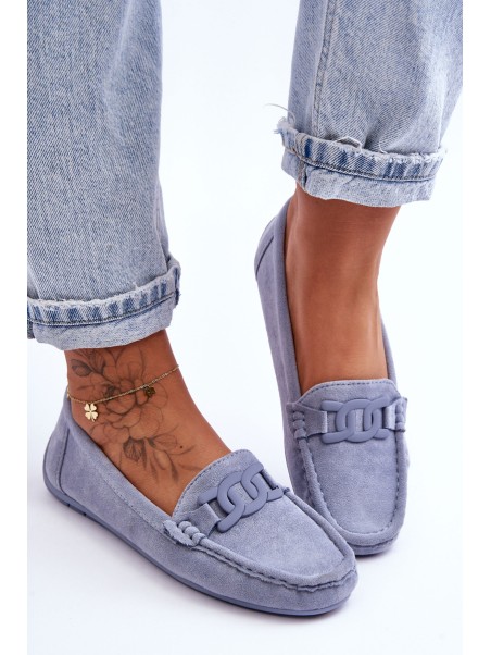 Women's Fashionable Suede Moccasins Blue Rabell