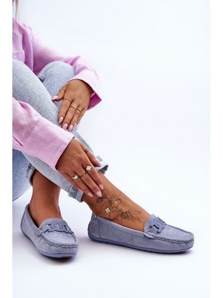 Women's Fashionable Suede Moccasins Blue Rabell