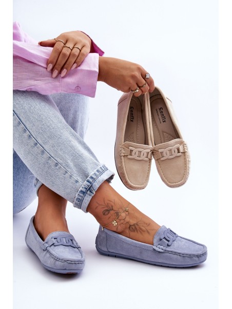 Women's Fashionable Suede Moccasins Blue Rabell
