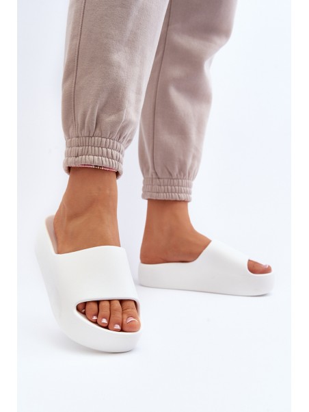 Women's Thick Sole White Slides Oreithano