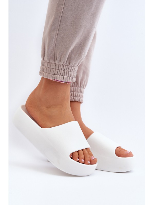 Women's Thick Sole White Slides Oreithano