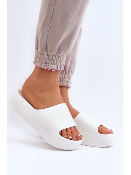 Women's Thick Sole White Slides Oreithano