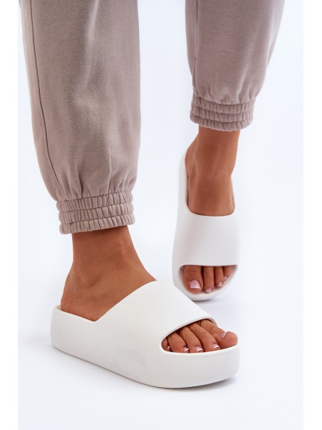 Women's Thick Sole White Slides Oreithano