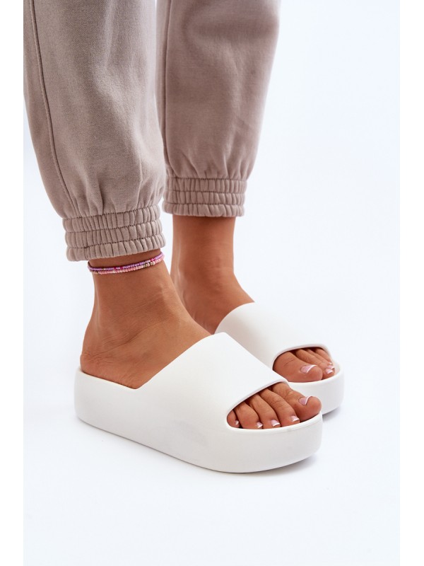 Women's Thick Sole White Slides Oreithano