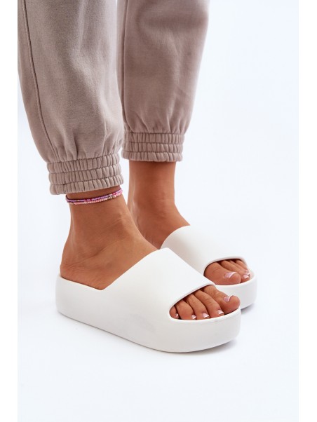 Women's Thick Sole White Slides Oreithano