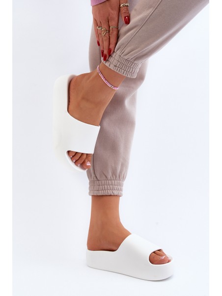 Women's Thick Sole White Slides Oreithano