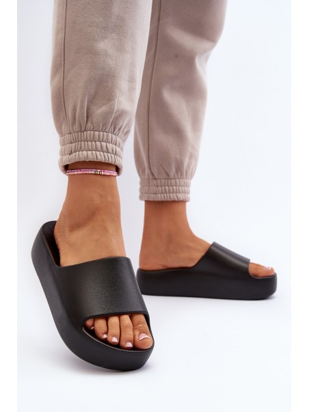Women's Black Thick Sole Slides Oreithano