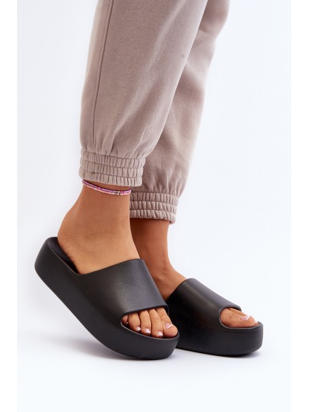 Women's Black Thick Sole Slides Oreithano