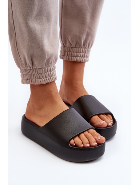 Women's Black Thick Sole Slides Oreithano