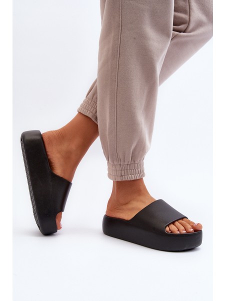 Women's Black Thick Sole Slides Oreithano